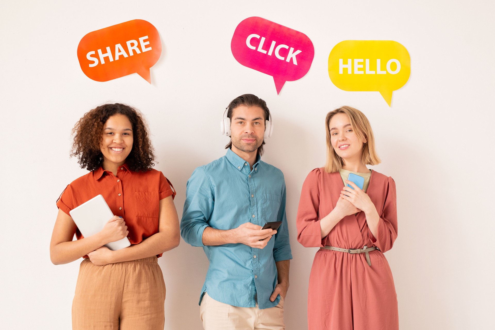Modern people interacting on social media